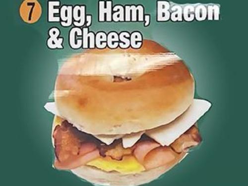 Bagel, Egg, Ham, Bacon & Cheese