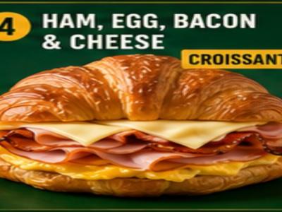 Croissant Ham, Egg, bacon & cheese