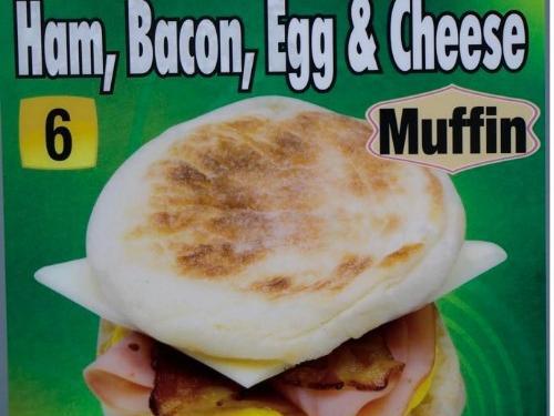 English Muffin, Ham, Bacon, Egg & Cheese