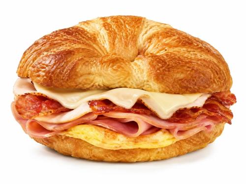 Croissant Ham, Egg, bacon & cheese